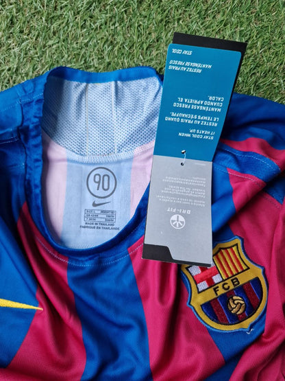 Ronaldinho Gaucho Barcelona 2006 Paris Final vs Arsenal Retro Long Sleeve Football Jersey Kit