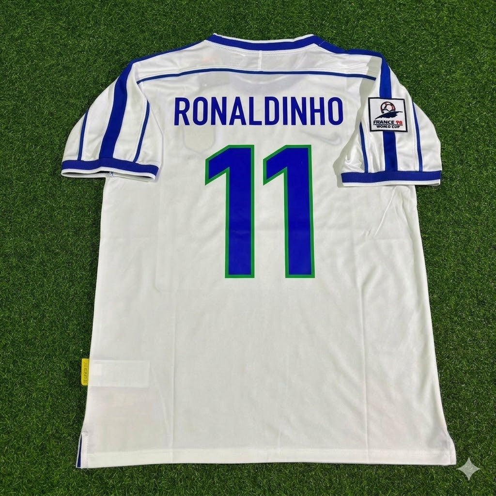 Brazil World Cup 1998 Ronaldinho #11 Retro Football Jersey