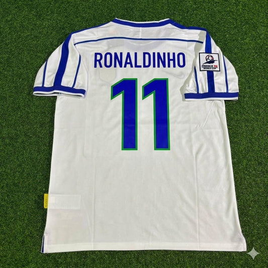 Brazil World Cup 1998 Ronaldinho #11 Retro Football Jersey