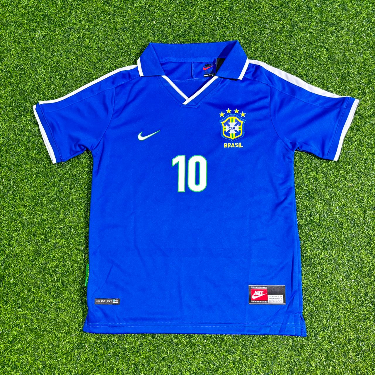 Ronaldinho Brazil Blue Retro Football Jersey Kit