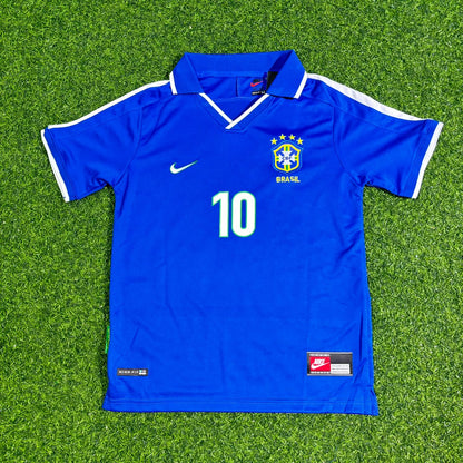 Ronaldinho Brazil Blue Retro Football Jersey Kit