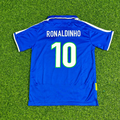 Ronaldinho Brazil Blue Retro Football Jersey Kit