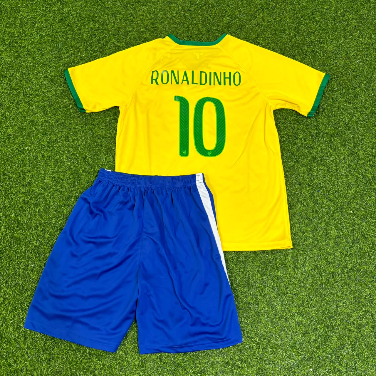 Ronaldinho Brazil Home Yellow Retro Kids Football Jersey Collection