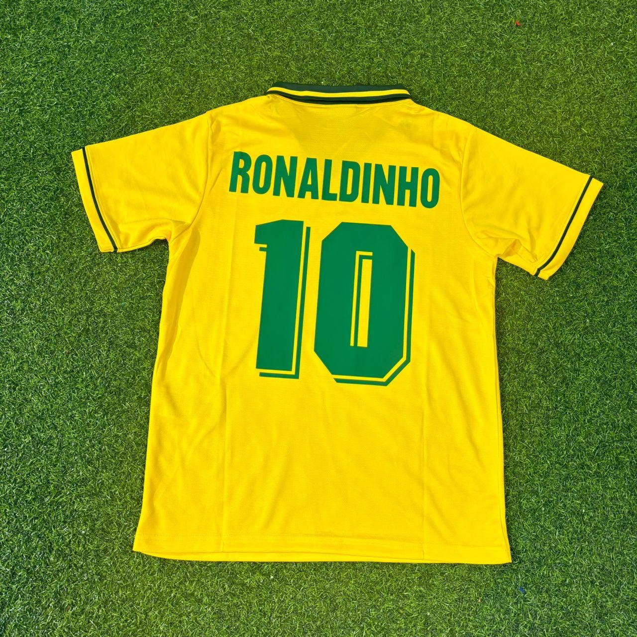 Ronaldinho #10 Brazil Retro Football Jersey Kit