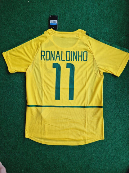 Ronaldinho Brazil 2002 World Cup Retro Football Jersey Kit