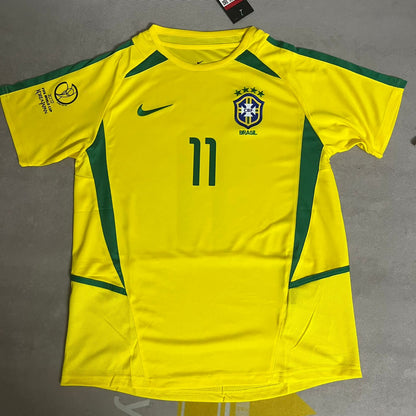 Ronaldinho Brazil 2002 World Cup Retro Football Jersey Kit