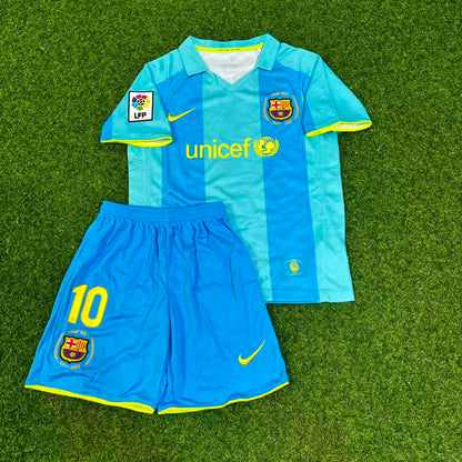 Barcelona 2008 Ronaldinho Gaucho Away Blue Retro Kids Football Jersey
