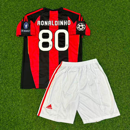 Milan 2010-2011 Ronaldinho Gaucho 10 Home Retro Kids Football Jersey