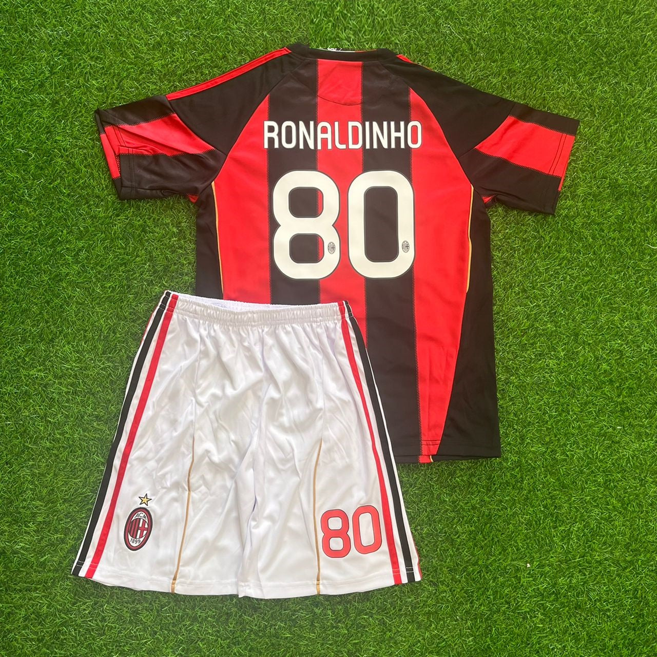 Ronaldinho Gaucho #80 - Milan 2010 2011 Red Black Football Jersey Kit Shirt