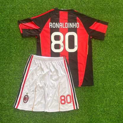 Ronaldinho Gaucho #80 - Milan 2010 2011 Red Black Football Jersey Kit Shirt