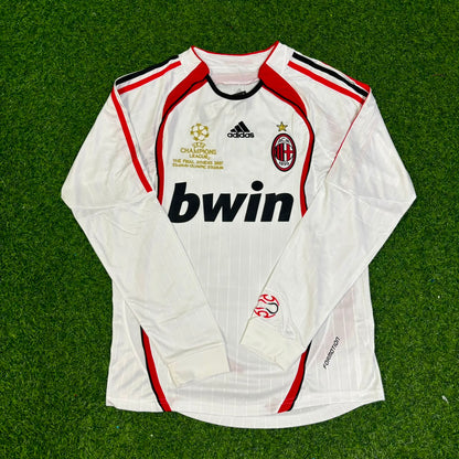 Ronaldinho Gaucho #80 AC Milan Away White Long Sleeve Retro Football Jersey