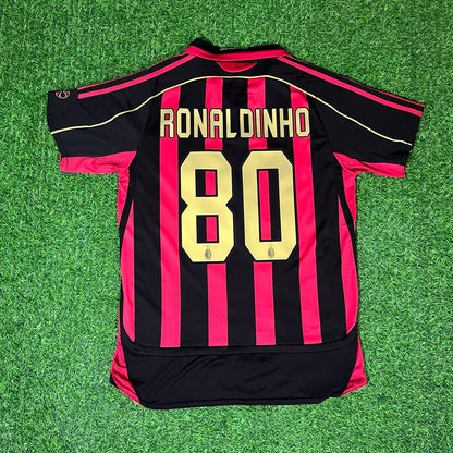 Ronaldinho Gaúcho 80 Milan 2008-2009 Home Retro Football Jersey Kit