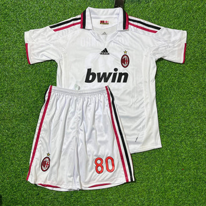 Ronaldinho Gaucho AC Milan 2009-2010 White Kids Retro Football Jersey