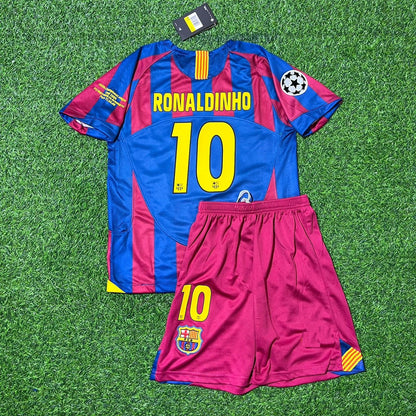 Ronaldinho Gaucho Barcelona 2006 Final Kids Retro Short Sleeve Football Jersey Collection