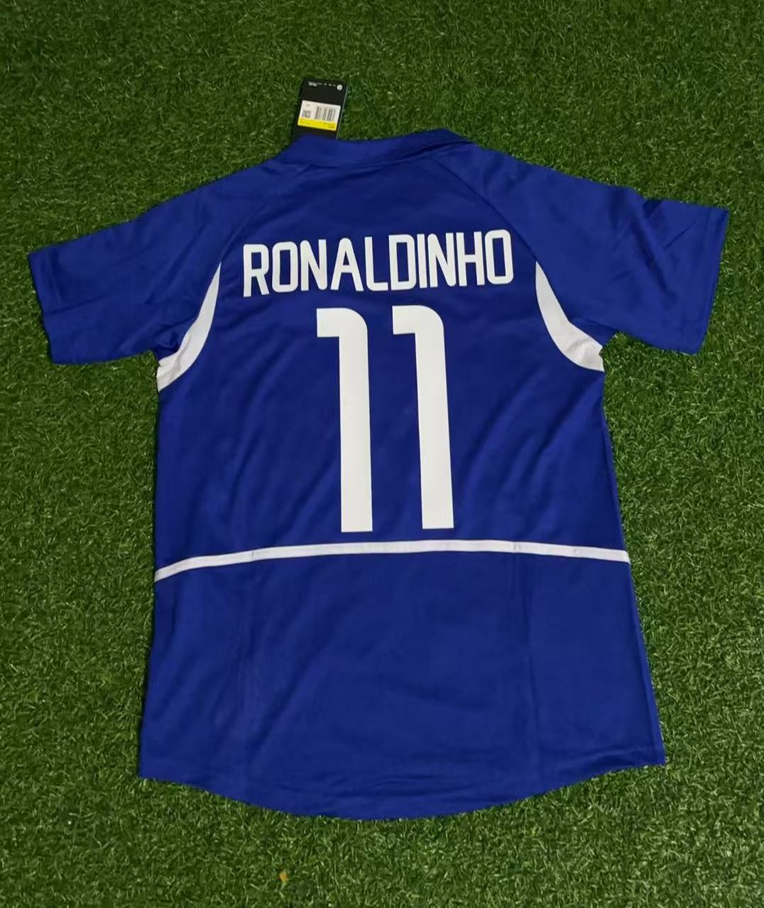 Brazil World Cup 2002 Ronaldinho Gaucho Blue Retro Football Jersey Kit