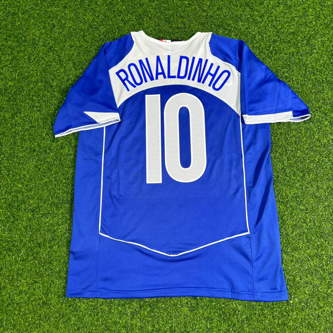 Ronaldinho Gaucho Brazil 2004 Blue Retro Football Jersey Collection