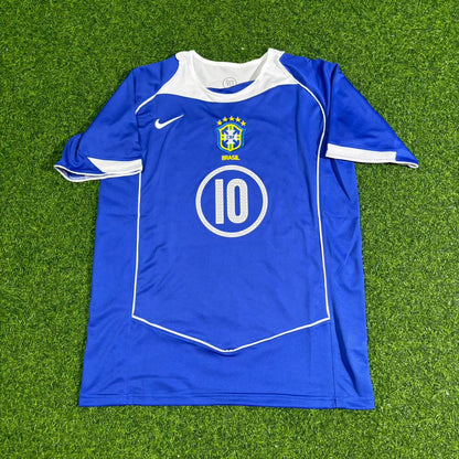 Ronaldinho Gaucho Brazil 2004 Blue Retro Football Jersey Collection