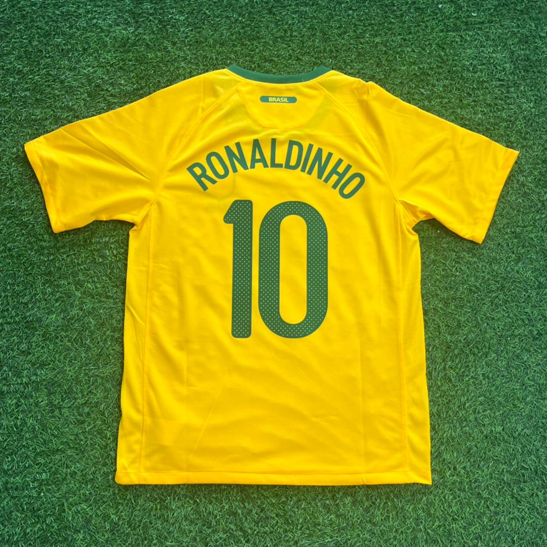 Brazil World Cup 2010 Ronaldinho Gaucho Retro Yellow Football Jersey