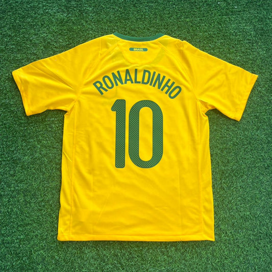 Brazil World Cup 2010 Ronaldinho Gaucho Retro Yellow Football Jersey