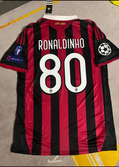 Ronaldinho Gaúcho 80 - AC Milan 2009 2010 Red Black Football Jersey Kit