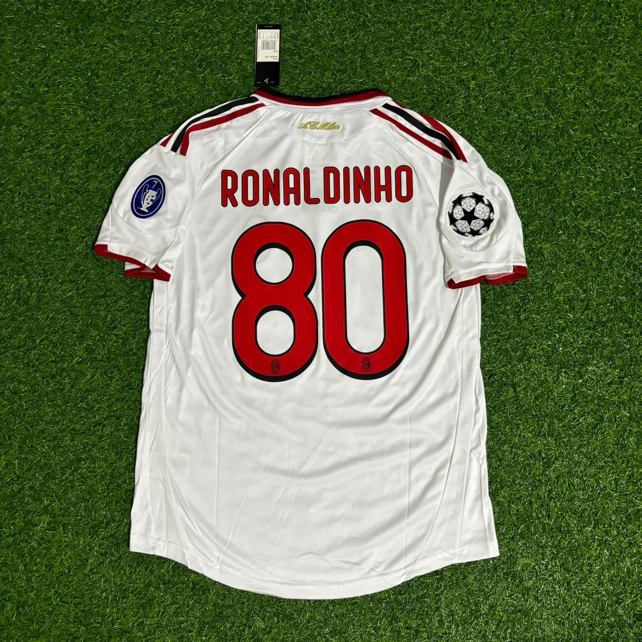 Ronaldinho Gaucho AC Milan 2009-2010 White Kids Retro Football Jersey