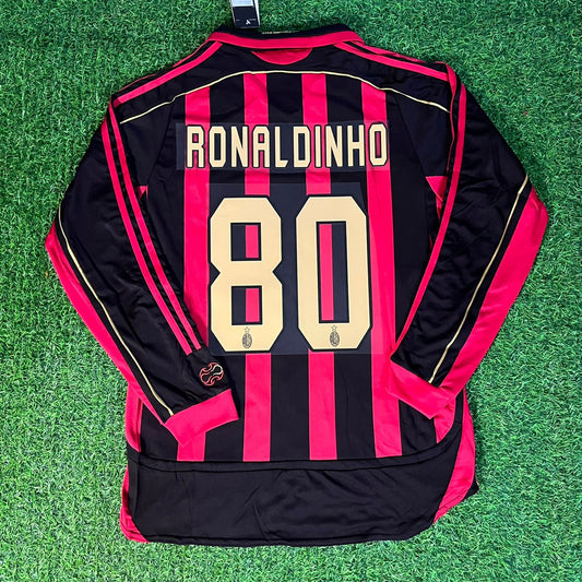 Ronaldinho Milan 2006 2007 Retro Long Sleeve Football Jersey Kit