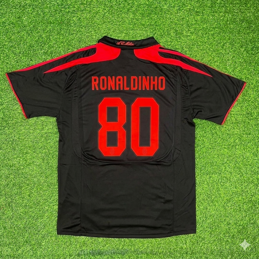 Ronaldinho AC Milan Black Retro Third Football Jersey Kit