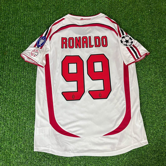 Ronaldo Nazario El Fenomeno Milan 2007 Final Athene Champions League Final White Retro Football Jersey