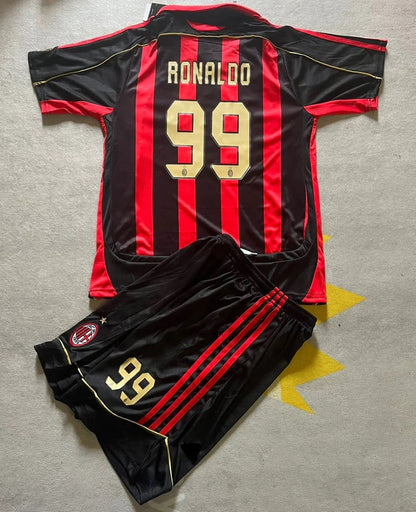 Ronaldo Nazario R9 El Fenomeno AC Milan 2007 Kids Football Jersey Kit