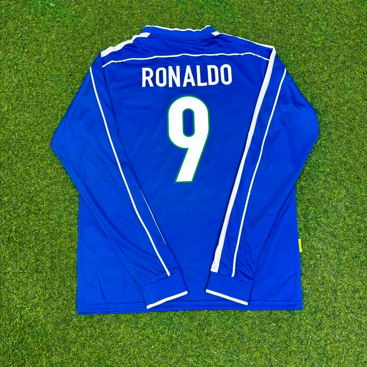 Brazil World Cup 1998 Ronaldo Nazario El Fenomeno Long Sleeve Retro Football Jersey
