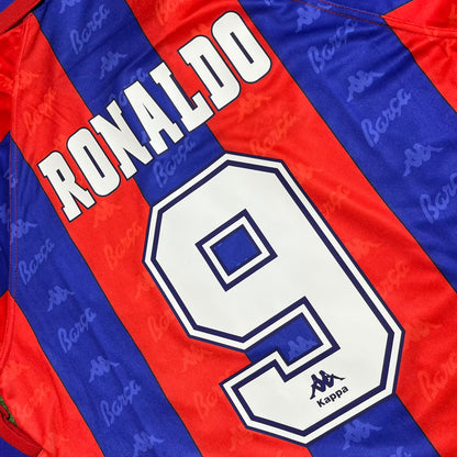 Barcelona 1996 Ronaldo Nazario 1997 Retro Burgundy Long Sleeve Football Jersey