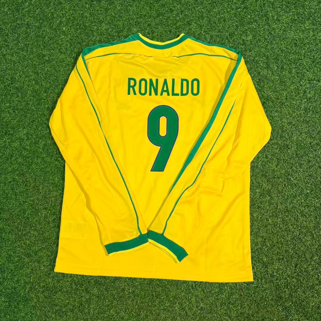 Ronaldo Nazario Brazil 1998 Long Sleeve Retro Football Jersey Kit