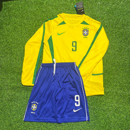 Brazil World Cup 2002 Ronaldo Nazario Long Sleeve Football Jersey
