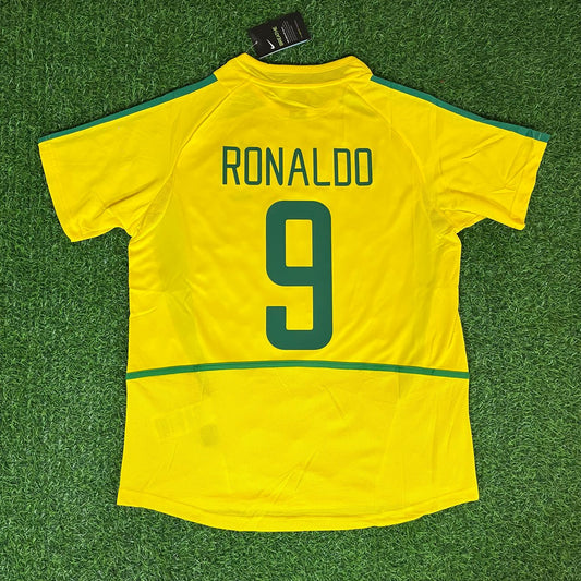 Ronaldo Nazario Brazil 2002 World Cup Yellow Retro Football Jersey