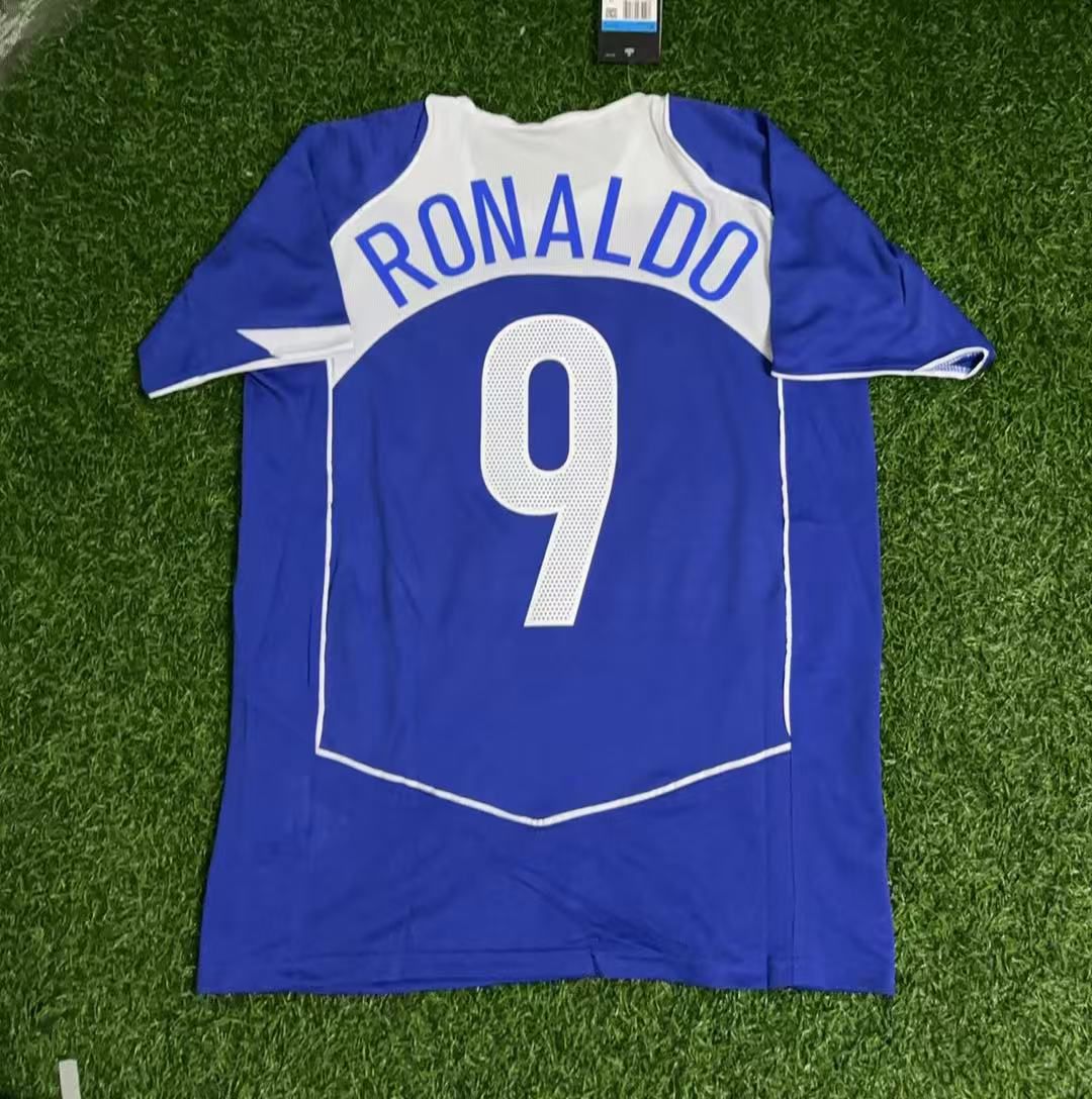 Ronaldo Nazario Brazil 2004 Blue Retro Football Jersey Collection