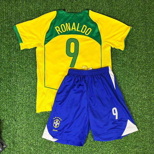 Ronaldo Nazario El Fenomeno Brazil Retro Kids kit Kindertrikot Cocuk formasi maillot enfant camiseta kindertrui