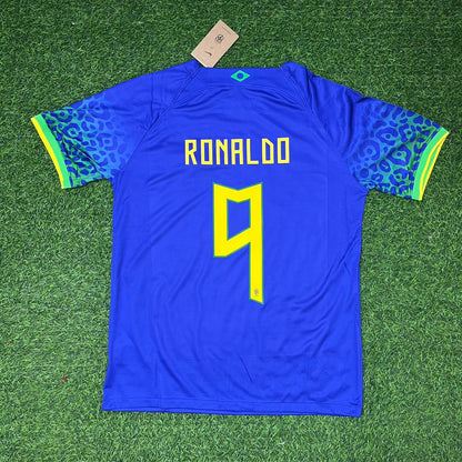 Ronaldo Nazário Brazil Blue Retro Football Jersey Kit