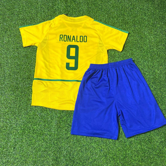 Ronaldo Nazario Brazil Retro Kids Football Jersey Kit