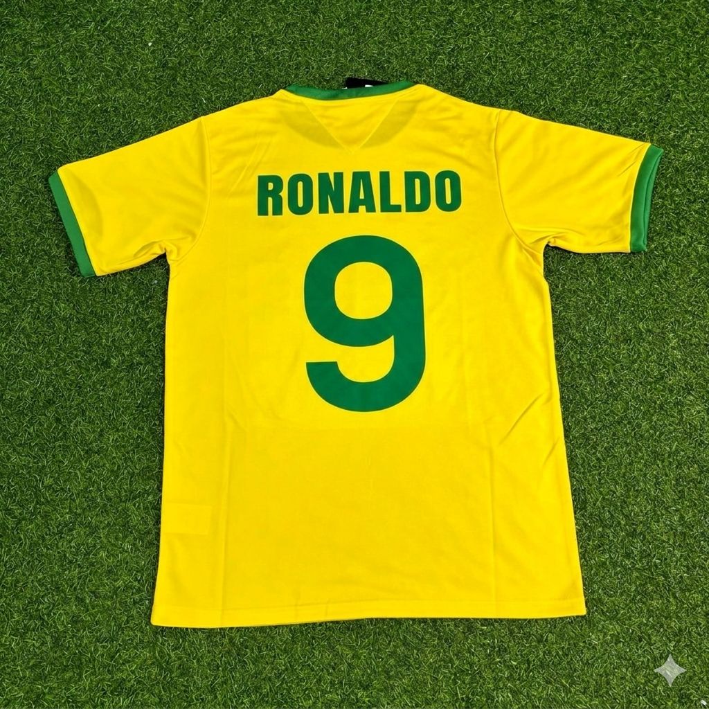 Ronaldo Nazario Brazil Retro Home Football Jersey