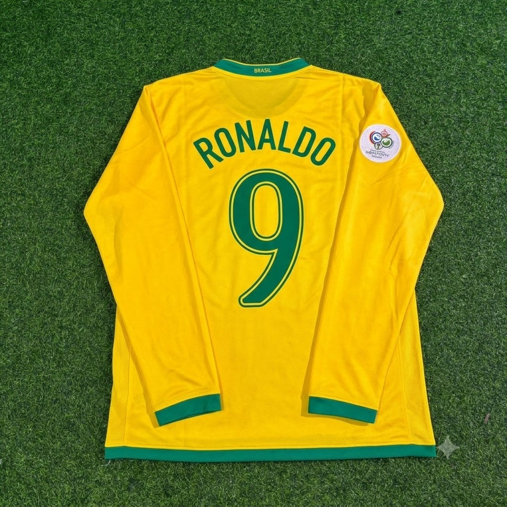 Brazil World Cup 2006 Ronaldo Nazario #9 Long Sleeve Football Jersey
