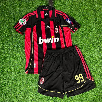 Ronaldo Nazario R9 El Fenomeno AC Milan 2007 Kids Children Home Retro Football Jersey