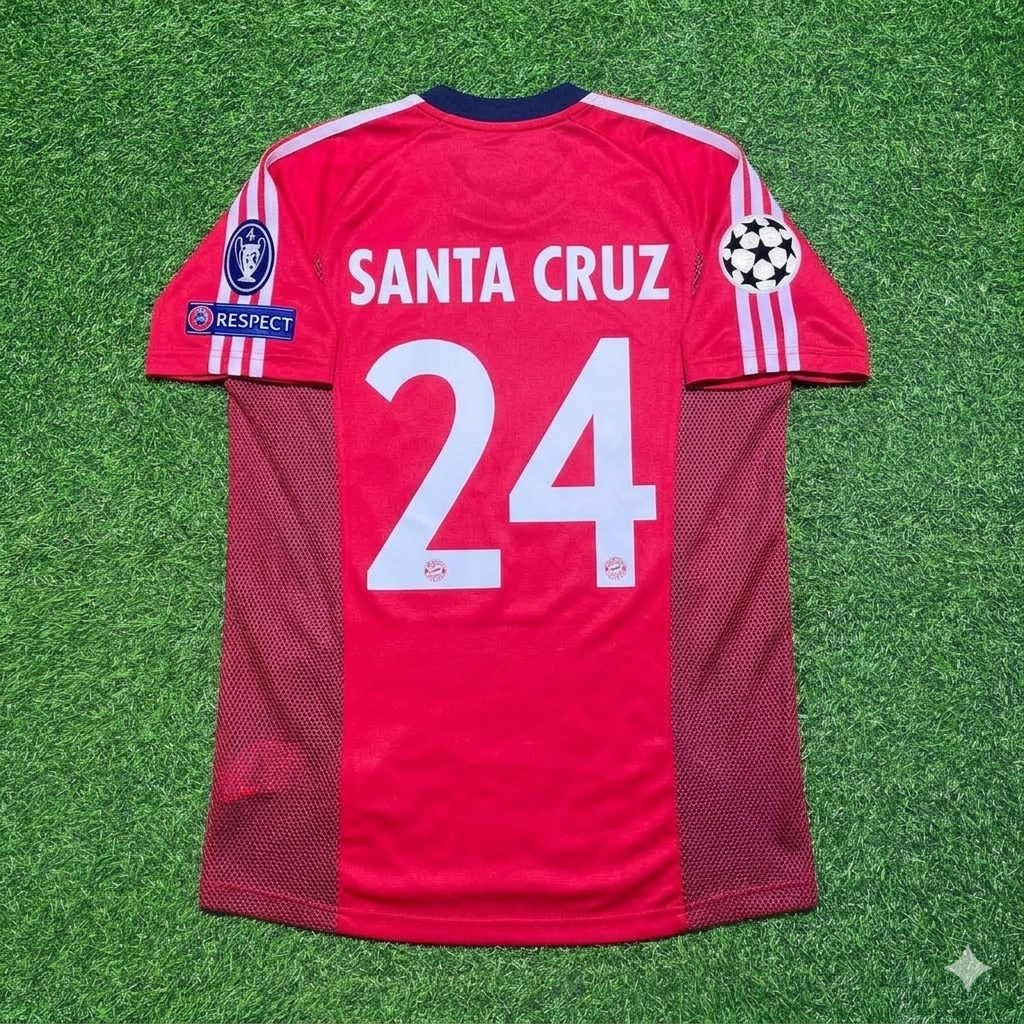 Roque Santa Cruz Bayern München 2002/2003 Season Home Red Retro Football Jersey