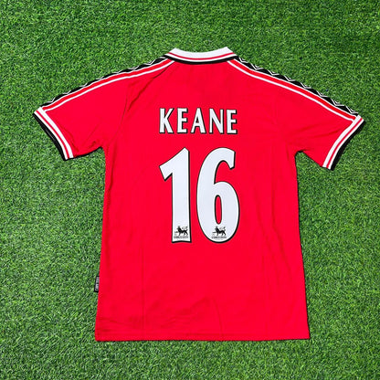 Roy Keane Manchester United 1999 Red Retro Football Jersey Kit