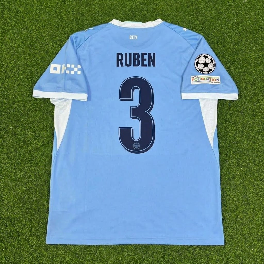 Ruben Dias #3 Manchester City 2026-27 Home Champions League Patch Football Jersey