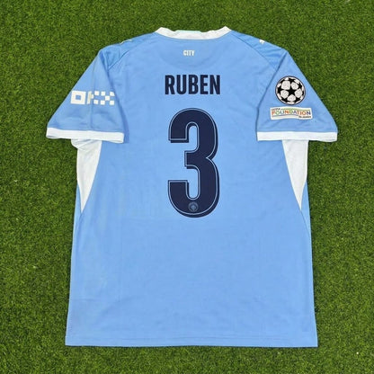 Ruben Dias #3 Manchester City 2026-27 Home Champions League Patch Football Jersey