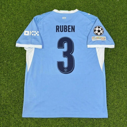 Ruben Dias #3 Manchester City 2026-27 Home Champions League Patch Football Jersey