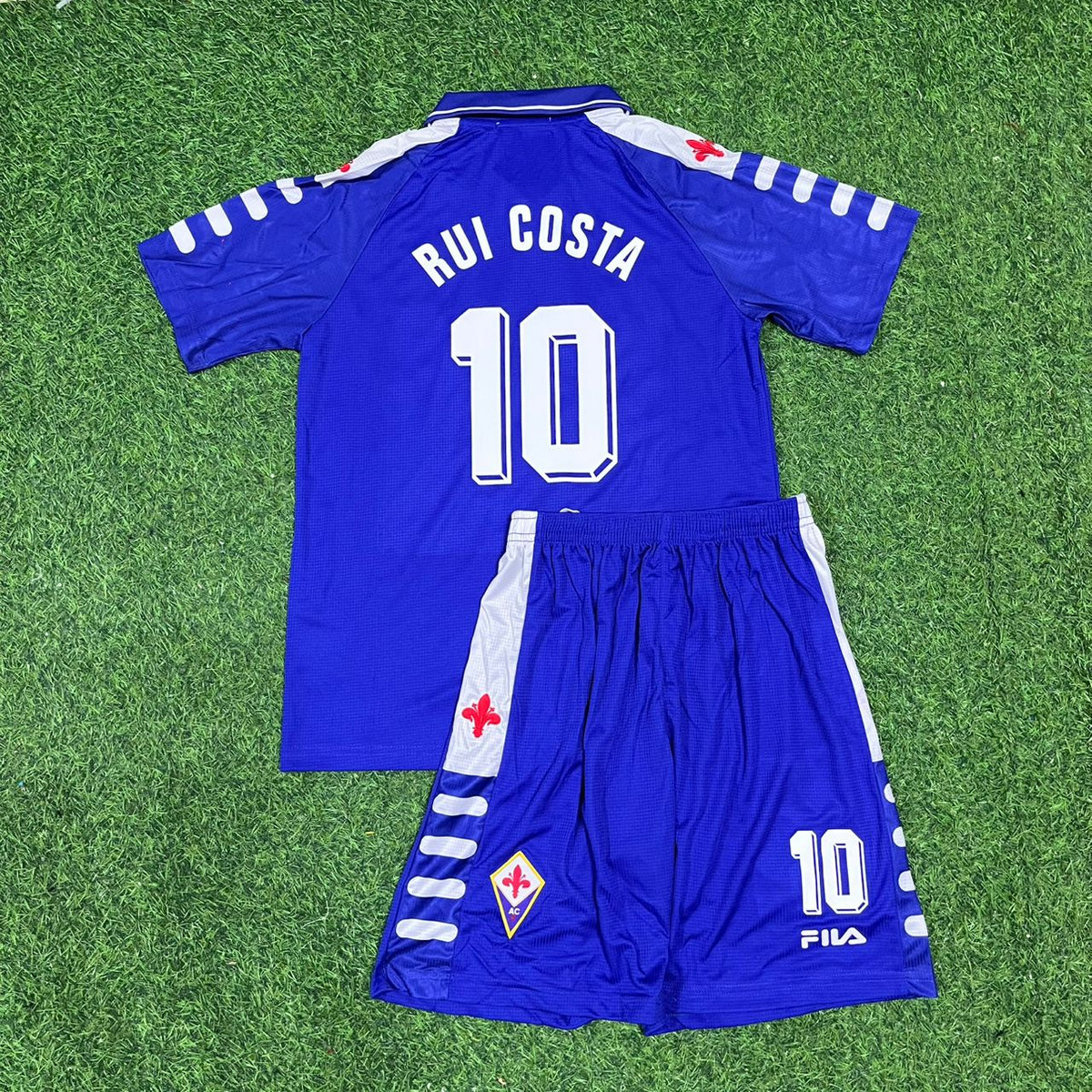 Rui Costa Fiorentina 1998 Season Home Purple Retro Kids Football Jersey