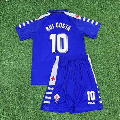 Rui Costa Fiorentina 1998 Season Home Purple Retro Kids Football Jersey