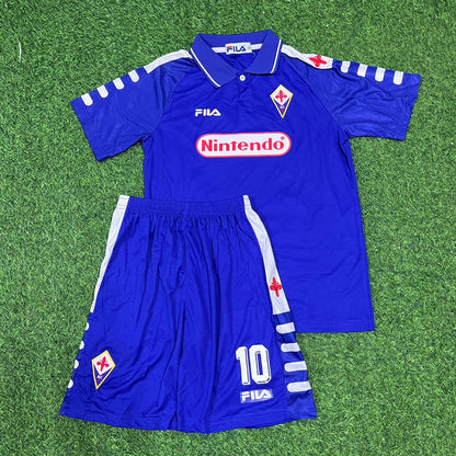 Rui Costa Fiorentina 1998 Season Home Purple Retro Kids Football Jersey