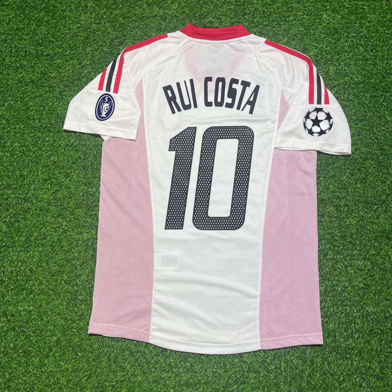 Rui Costa AC Milan 2003 Champions League Final Old Trafford White Retro Football Jersey